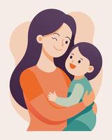 Joyous Mothers Day Illustration Mother and Child Sharing a Delightful Moment at a Park vector