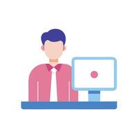 Efficient Employee Setting Up a Conference for Seamless Remote Collaboration vector
