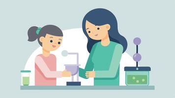 Mothers Day Flat Illustration of Mother and Daughter Conducting a Creative Science Experiment vector