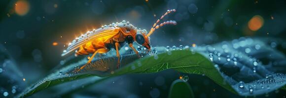 A bug with rain drops on its back photo