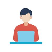 Focused Professional Attending a Virtual Meeting on a Laptop in a Modern Setting vector