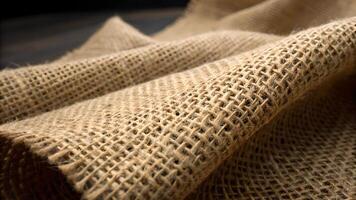 Burlap Fabric Close-Up Detailed Texture for Crafters and Designers Seeking Rustic Aesthetic Elements in Their Projects photo