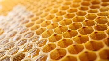 Honeycomb Structure Detailed Close-Up for Nature Enthusiasts and Designers, Perfect for Educational Content and Creative Projects photo