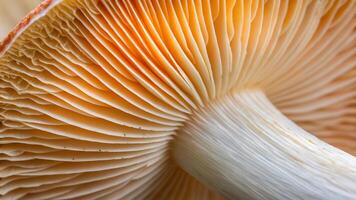 Mushroom Gills Detailed Close-Up for Nature Enthusiasts and Botanical Researchers Exploring the Intricate Patterns of Fungi in Forests photo