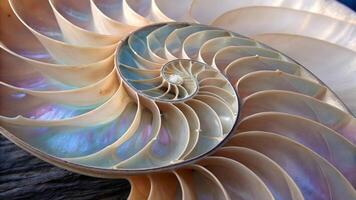 Nautilus Shell Intricate Spiral Design Close-Up for Nature Enthusiasts and Designers Exploring Organic Patterns in High-Resolution Photography photo