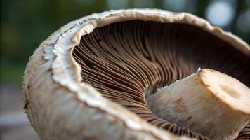 Mushroom Cap Close-Up Detailed Macro Photography for Nature Enthusiasts and Botanical Researchers Exploring the Intricate Patterns of Forest Fungi in High Resolution photo
