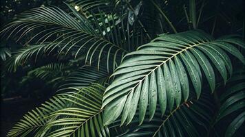 Tropical Palm Leaves Vibrant Green Rainforest Background for Nature Lovers and Designers Seeking High-Quality Botanical Imagery for Websites, Blogs, and Social Media Content photo