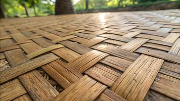 Bamboo Mat Close-Up Detailed Texture for Nature Lovers and Design Enthusiasts photo