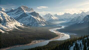 Snowy mountain peaks breathtaking aerial view for nature enthusiasts photo