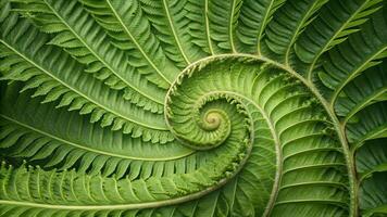 Fern Spiral Close-Up Detailed Nature Photography for Botanical Enthusiasts and Designers Exploring Natural Patterns in High Resolution Images photo