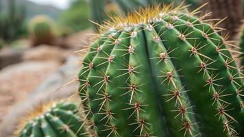 Cactus plant with sharp spines in desert landscape for nature enthusiasts and gardeners seeking unique botanical photography photo