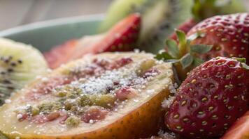 Fresh Fruits with Powdered Sugar Sweet and Colorful Bowl Healthy Eating for Food Bloggers photo