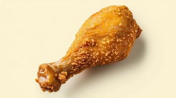 Fried chicken leg drumstick isolated on white background with clipping path photo