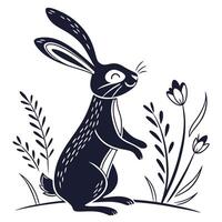 Elegant Bunny Silhouette. Refined Curves, Minimalist Design, Flat illustration art vector