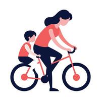 Inspiring Mothers Day Illustration of a Mother Teaching Her Child How to Ride a Bicycle with Joyful Guidance vector