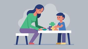 Happy Mothers Day Puzzle Fun. Creative Bonding Through Playful Assembly vector