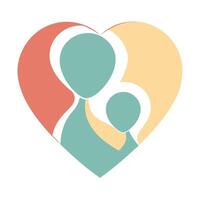 Minimalist silhouette of a mother and child forming a heart on Happy Mother's Day vector