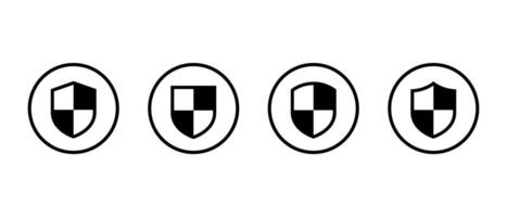 Protect, protection shield icon set on circle line. Secure sign. Safe, security symbol vector