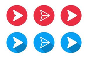 Send message icon with long shadow. Social media share, repost sign symbol vector