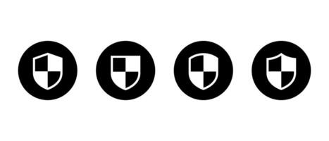 Protect, protection shield icon set on black circle. Secure sign. Safe, security symbol vector