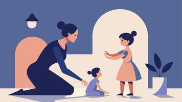 Happy Mothers Day Illustration Mother And Daughter Playing With Shadow Art In A Creative Corner vector