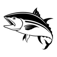 Graphic of a tuna swimming and opening its mouth. vector