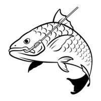 Graphic of a fish caught on a hook vector
