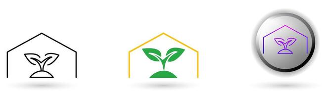 Smart City Green Home icon is a smart city based on technology and digital innovation. Outline, solid and glossy effects are available, ideal for smart city applications, future city industries, etc. vector