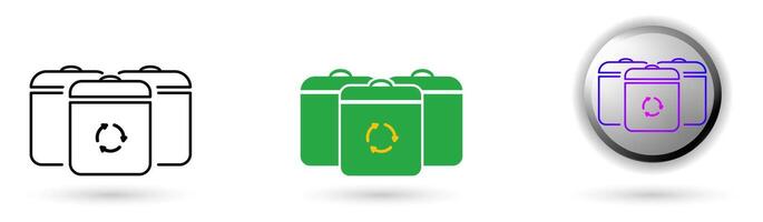 Waste Sorting icon depicting the concept of waste sorting for recycling and more environmentally friendly waste management, various styles such as outline, solid, and glossy effects. vector