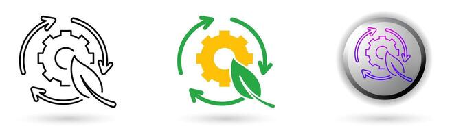 Green Energy icon displays smart energy based on technology and digital innovation. Available in outline, solid, and glossy effects, ideal for smart city applications, future city industries etc. vector