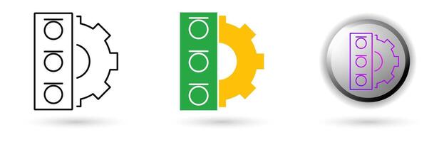 Smart City Traffic Control Icon representing a smart city based on technology and digital innovation, various styles such as outline, solid, and glossy effects. vector
