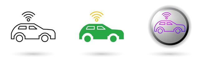 Smart Car icon features a smart car with advanced technology, various styles such as outline, solid, and glossy effects, ideal for websites, applications, presentations etc. vector