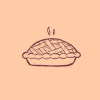 Hand drawn Lattice pie crust lineart illustration vector