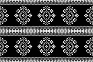 Design of fabric pattern black color background ethnic fabric pattern decoration ethnic. vector