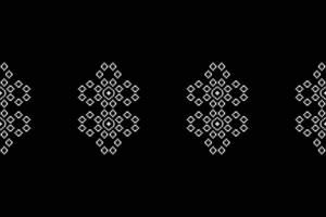 Motif black color background ethnic fabric pattern decoration pixel. vector