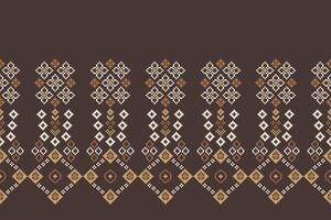 Color of brown background and motif fabric pattern design ethnic. vector
