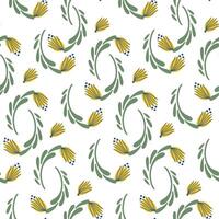 Floral pattern design with tiny yellow flowers on white background vector