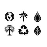 Minimalist ecology icons for eco-friendly design projects, sustainability campaigns, and digital use. vector