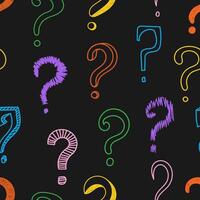 Seamless pattern with colorful charcoal graffiti question marks. Great for textile, fabric, wallpaper, wrapping, scrapbook and packaging vector