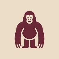A gorilla icon on a beige background symbol vector