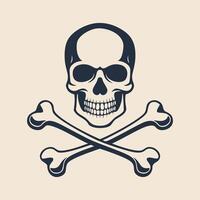 Skull and crossbones icon on a beige background illustration vector