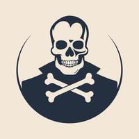 A skull with a black jacket and a crossbone vector