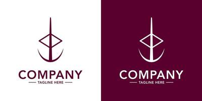 Two logos for a company with a fish and an arrow vector