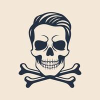 A skull with a beard and crossbones illustration vector