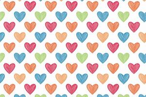 Hand drawn colorful pattern with hearts on it vector