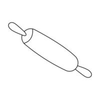 Black and white illustration a wooden rolling pin on a white background. vector