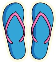 Bright beach flip flops sticker isolated on transparent background, illustration in y2k style, doodle, hand drawing, beach element illustration vector