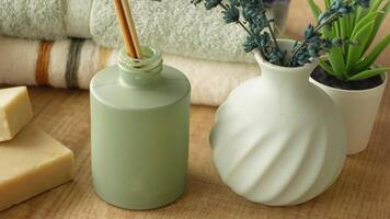 Unique home decor ideas with green and white vases in cozy setting video