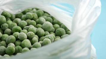 Frozen green peas in a transparent bag ready for cooking video