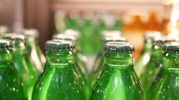 Refreshing drinks lined up for sale in a beverage display case video